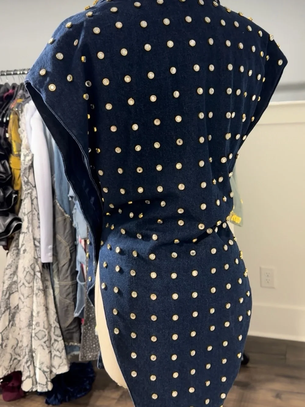 AKIRA Denim Stud Diamond Vest